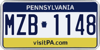 PA license plate MZB1148