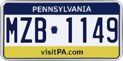 PA license plate MZB1149