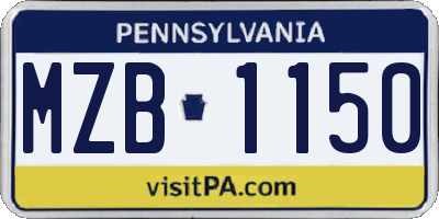 PA license plate MZB1150