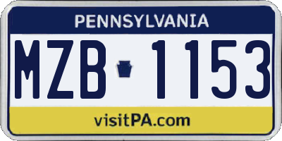 PA license plate MZB1153