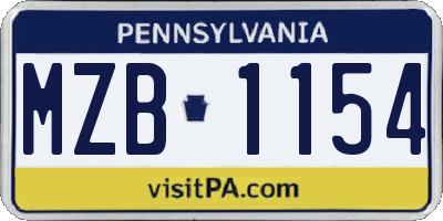 PA license plate MZB1154