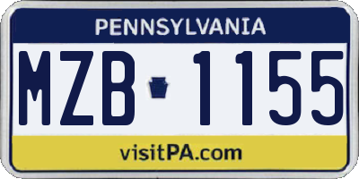 PA license plate MZB1155