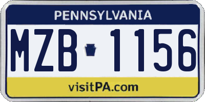 PA license plate MZB1156