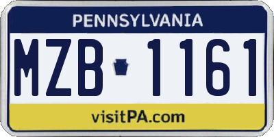 PA license plate MZB1161
