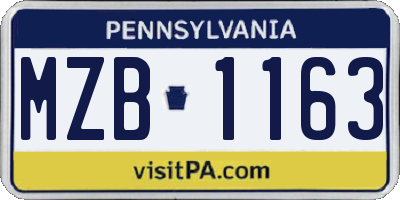 PA license plate MZB1163