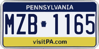 PA license plate MZB1165