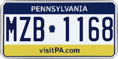 PA license plate MZB1168