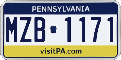 PA license plate MZB1171