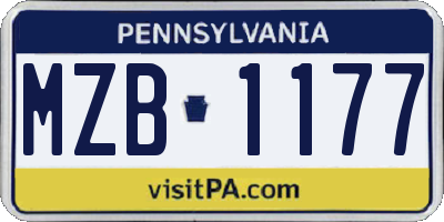 PA license plate MZB1177