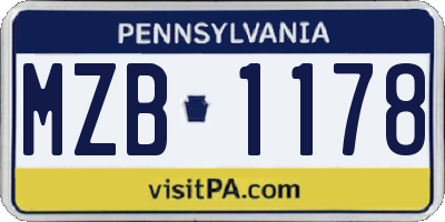 PA license plate MZB1178