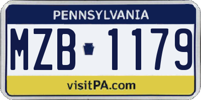 PA license plate MZB1179