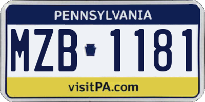 PA license plate MZB1181