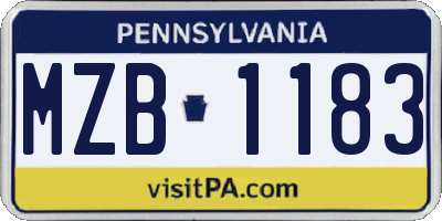 PA license plate MZB1183