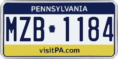 PA license plate MZB1184