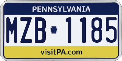 PA license plate MZB1185