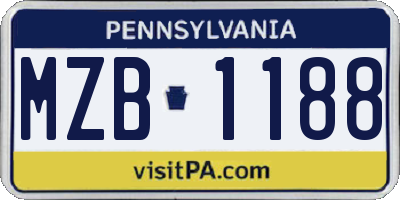 PA license plate MZB1188