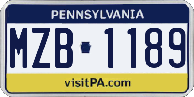 PA license plate MZB1189