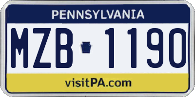 PA license plate MZB1190