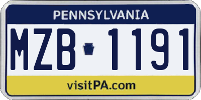 PA license plate MZB1191