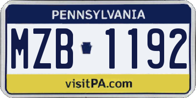 PA license plate MZB1192