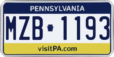 PA license plate MZB1193