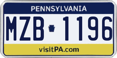 PA license plate MZB1196