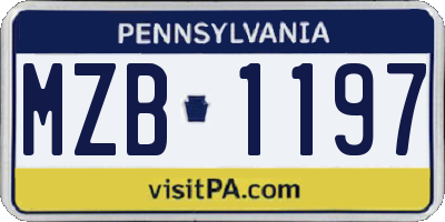 PA license plate MZB1197
