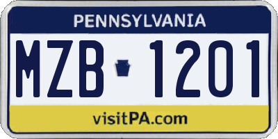 PA license plate MZB1201