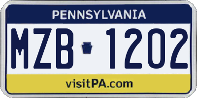 PA license plate MZB1202