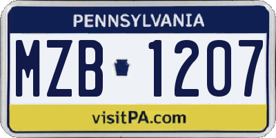 PA license plate MZB1207