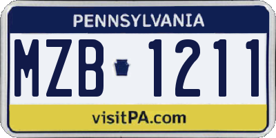 PA license plate MZB1211