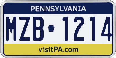 PA license plate MZB1214
