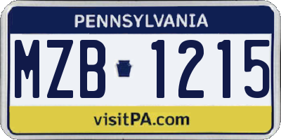 PA license plate MZB1215