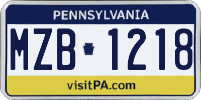 PA license plate MZB1218
