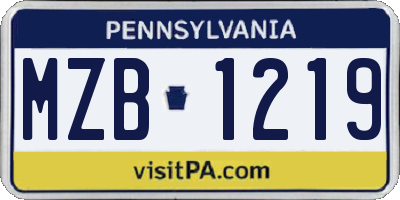 PA license plate MZB1219