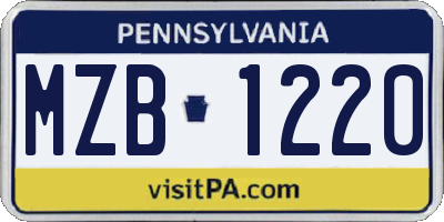 PA license plate MZB1220