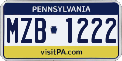 PA license plate MZB1222