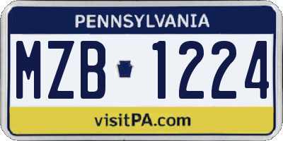PA license plate MZB1224