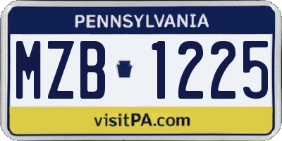 PA license plate MZB1225