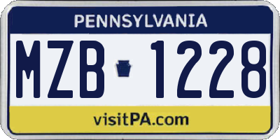 PA license plate MZB1228