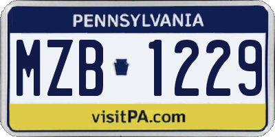 PA license plate MZB1229