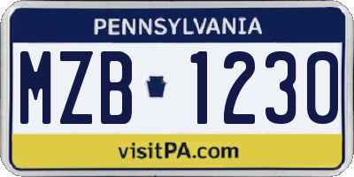 PA license plate MZB1230