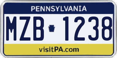 PA license plate MZB1238