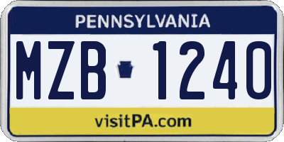 PA license plate MZB1240
