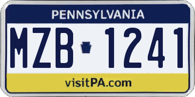 PA license plate MZB1241