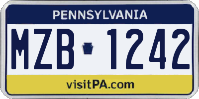 PA license plate MZB1242