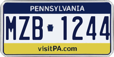 PA license plate MZB1244