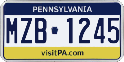 PA license plate MZB1245