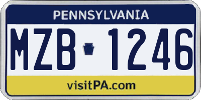 PA license plate MZB1246