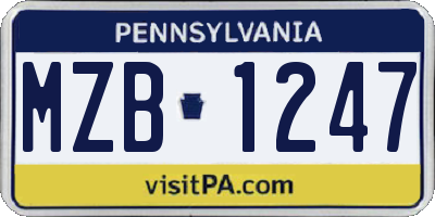 PA license plate MZB1247